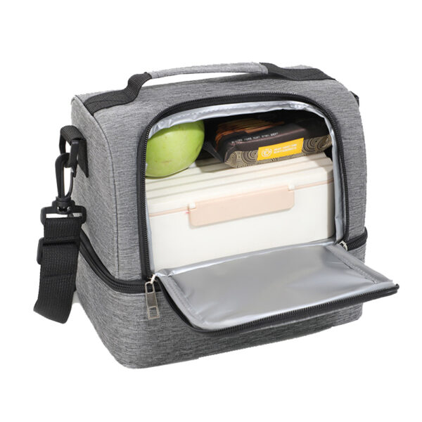 Double Layer Lunch Cooler Bag Gray